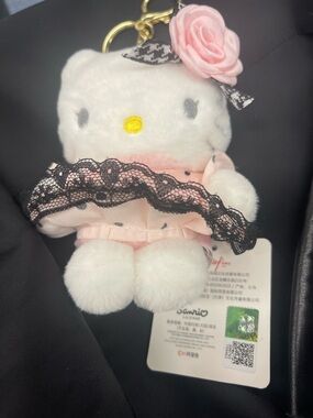Sanrio Hello Kitty Plush Keychain in White, Pink, Black